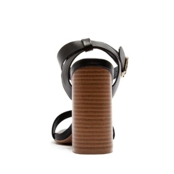 Black Chunky Heel Block Heel One Band Ankle Strap Chandler Sandals Qupid Size 8 - Picture 5 of 8